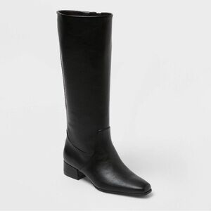 Black Zip Up Knee-High Boots New in Box